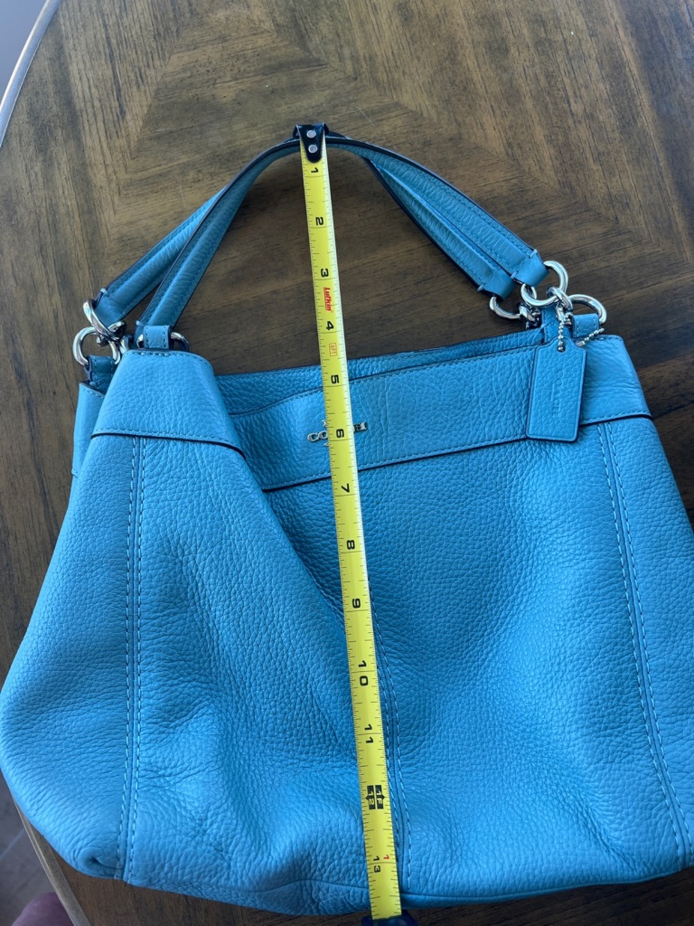 Coach Pebble Leather Shoulder Bag Blue with Shoulder and Crossbody straps - Picture 12 of 12